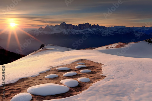Snowy Mountain Landscape Sh...