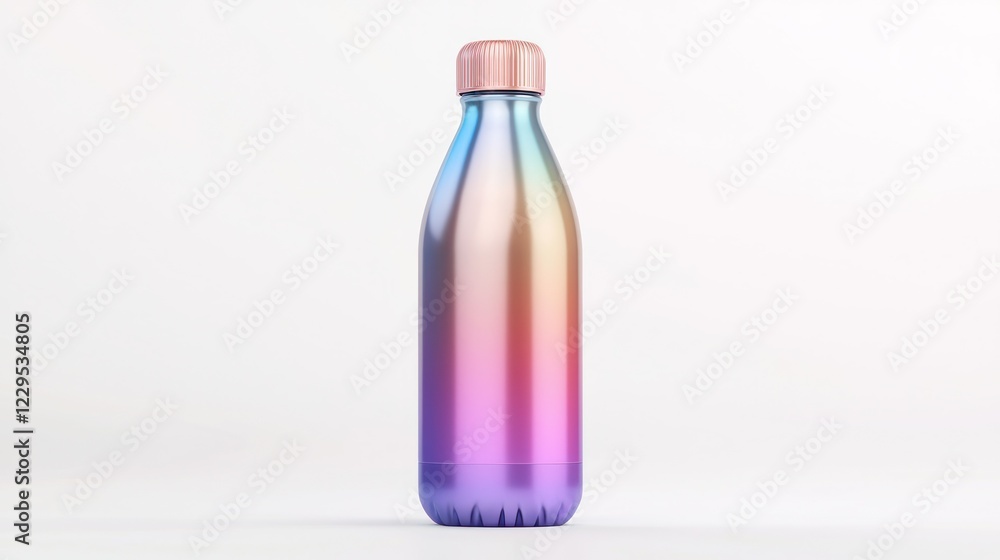 Iridescent reusable water bottle on white background, studio shot Iridescent reusable water bottle on white background, studio shot