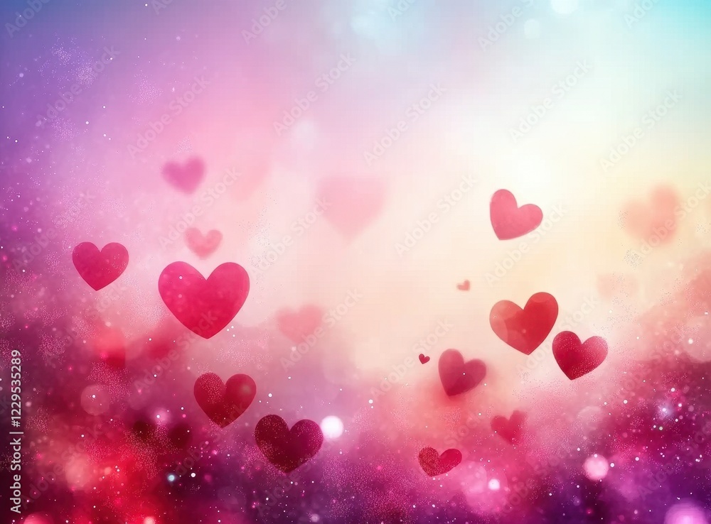 Romantic Hearts Background with Pink and Purple Glitter Romantic Hearts Background with Pink and Purple Glitter