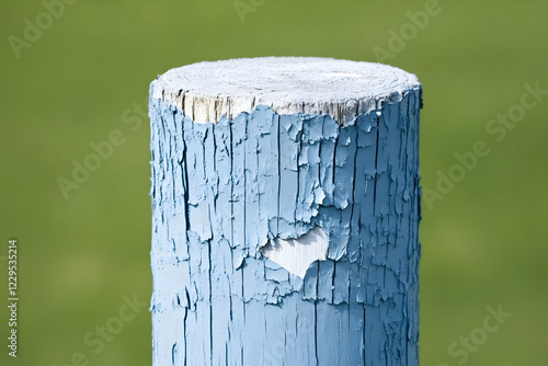 Close-up of a weathered blu...