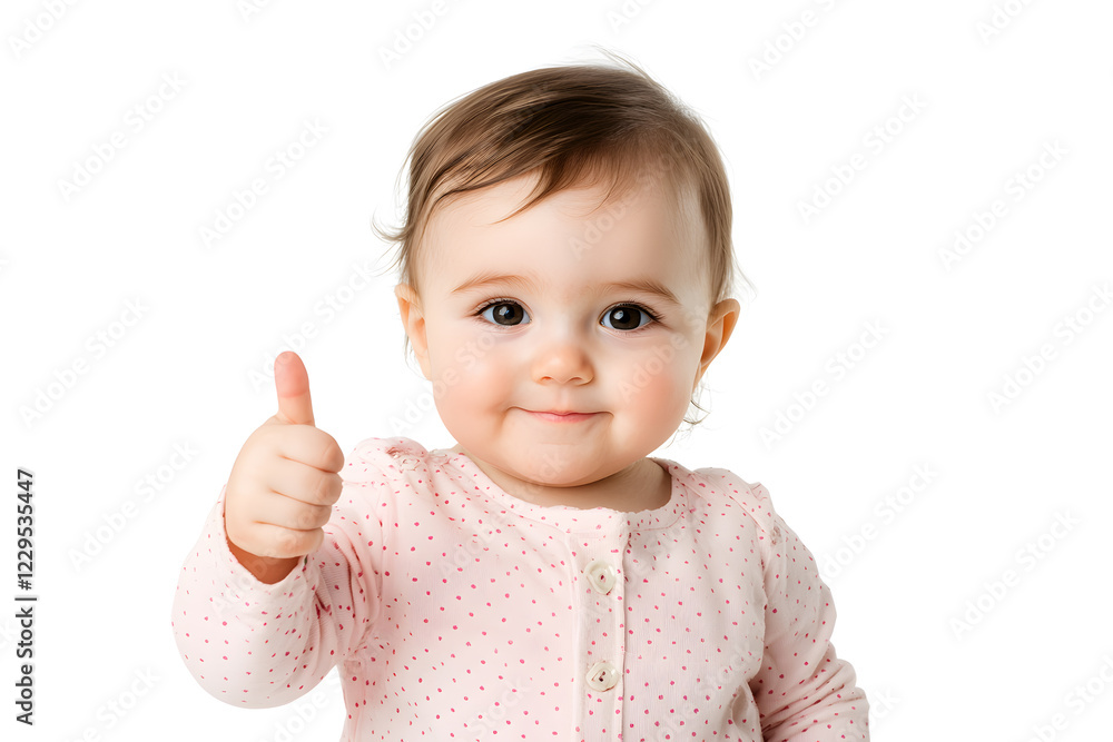 Portrait of cute smiling child gives a thumbs up isolated on white background Portrait of cute smiling child gives a thumbs up isolated on white background