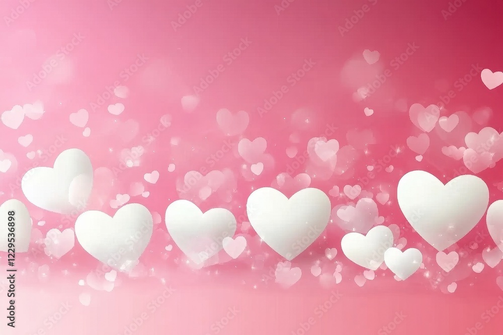 Romantic Pink Background with White Hearts and Soft Glow Romantic Pink Background with White Hearts and Soft Glow