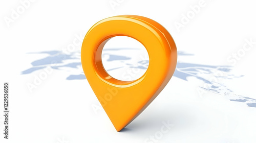 3D Orange Location Pin Icon...