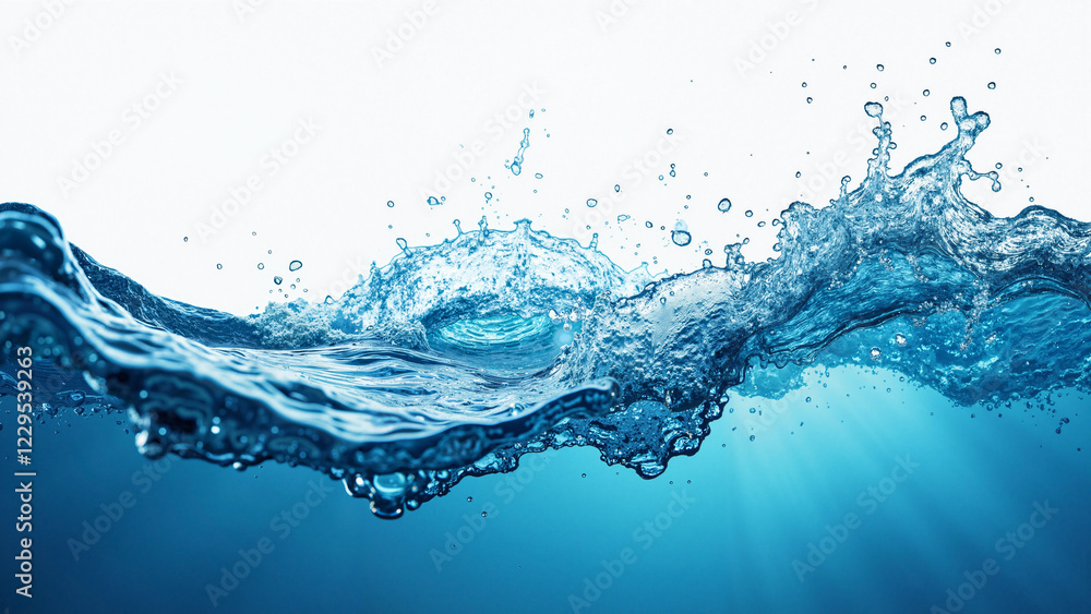 Mesmerizing Blue Water Wave with Shimmering Bubbles for Aquatic Product Ads, Beach Destinations, and Wellness Branding Mesmerizing Blue Water Wave with Shimmering Bubbles for Aquatic Product Ads, Beach Destinations, and Wellness Branding