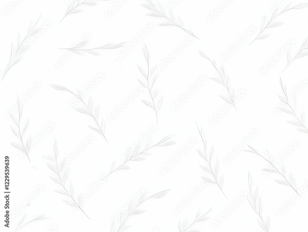 Naklejka premium Delicate Grey Botanical Illustration Forms a Repeating Pattern on a White Background