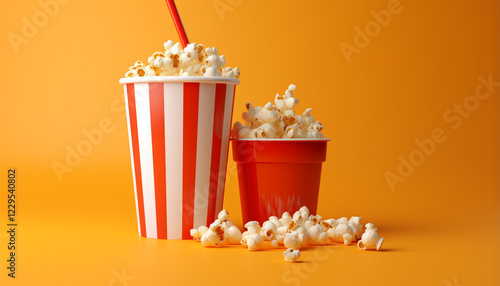3d popcorn and paper glass drink Cinema movie