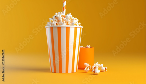 3d popcorn and paper glass drink Cinema movie