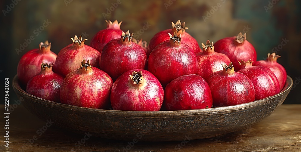 Bowl of Ripe Pomegranates on Wooden Table
Bowl of Ripe Pomegranates on Wooden Table