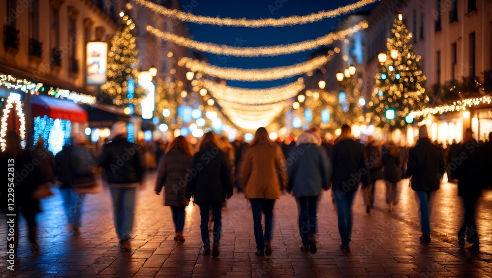 Vibrant nightlife on a festive city street Vibrant nightlife on a festive city street