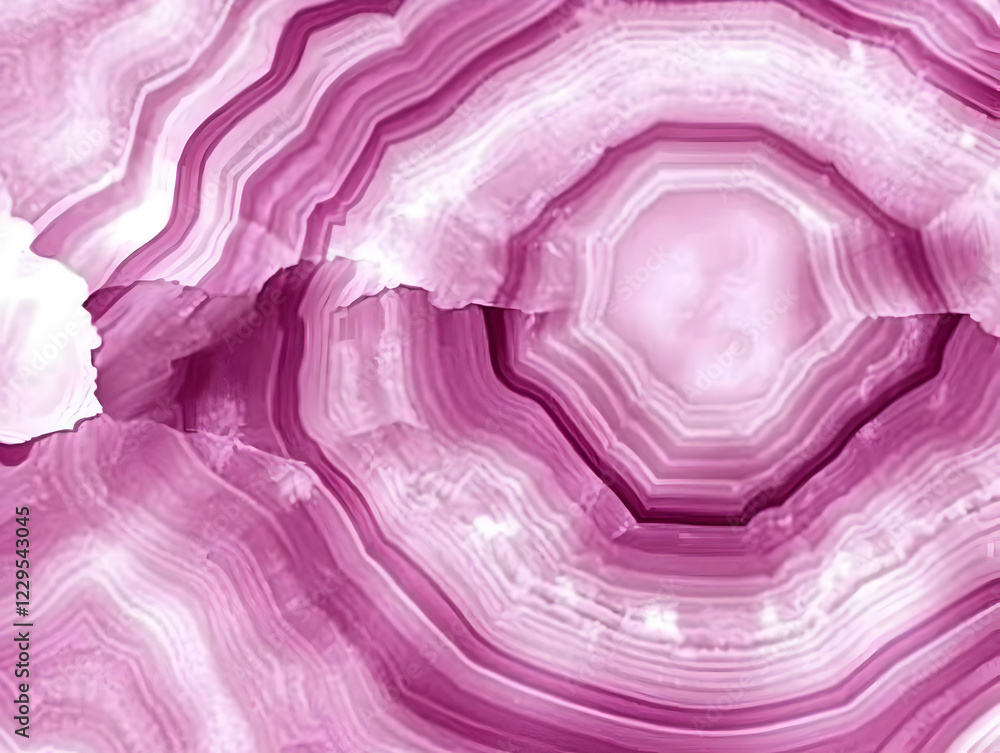 Obraz premium Pink Agate Slice Shows Concentric Bands and Intricate Patterns Beautifully, a Natural Gemstone Texture