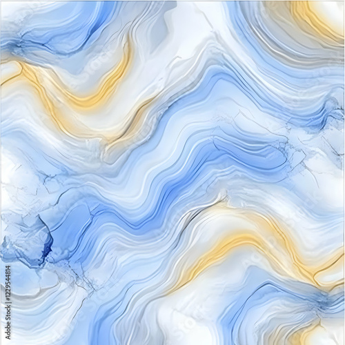 Abstract Blue and Gold Marb...