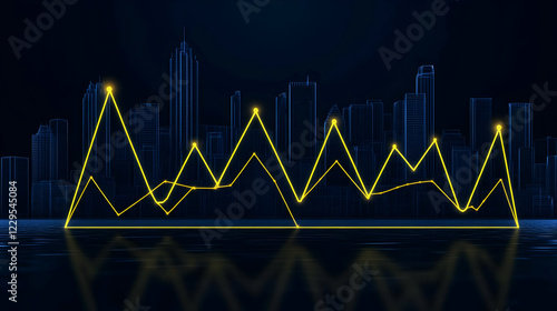 Glowing yellow graph rises ...