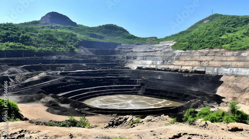 Open-pit coal mine shows ti...