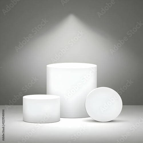 Three White Cylindrical Pod...