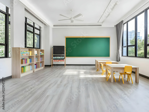Modern Classroom Shows Empt...