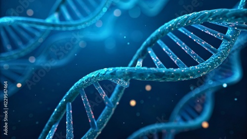 Wallpaper Mural Abstract Representation of DNA Helix Structure with Glowing Blue Elements and Particle Effects Torontodigital.ca