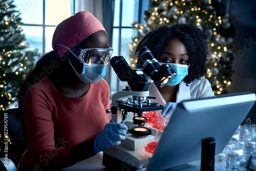Scientists Examine Samples ...