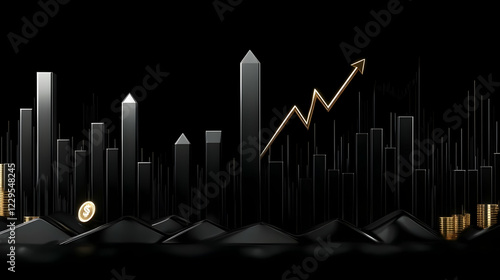 3D Financial Growth Chart S...