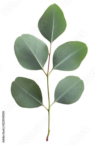 eucalyptus leaf on white & transparent a background.