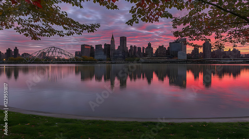 City Skyline Reflects in Ca...