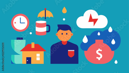 These illustrations can effectively convey the themes of budgeting costting and using emergency savings during periods of unemployment while remaining simple and relatable.