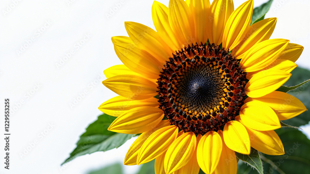 Vibrant Sunflower in Full Bloom Isolated on White Background for Botanical Publications, Health Food Packaging, and Creative Projects Vibrant Sunflower in Full Bloom Isolated on White Background for Botanical Publications, Health Food Packaging, and Creative Projects