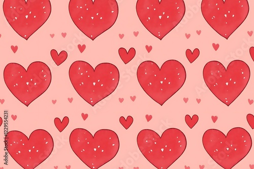 Red Love Heart Seamless Pattern Illustration for Valentines Day photo