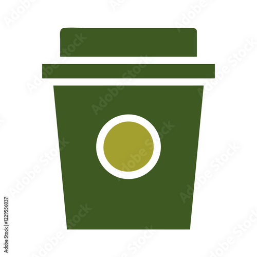 Green Coffee Cup Icon with Circular Design element