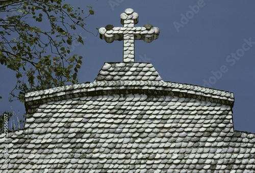 La Toja church decorated with sea shells Galicia Spain photo