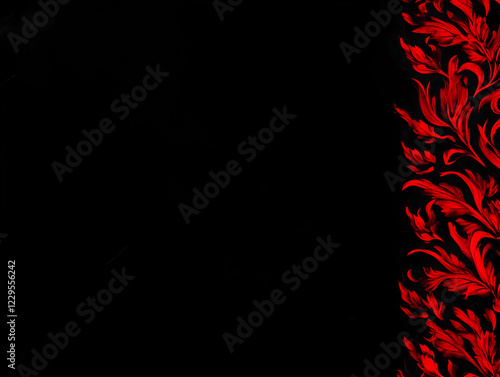 Red Floral Pattern on Black...