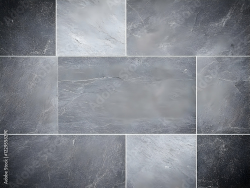 Grey Slate Tiles Form a Var...