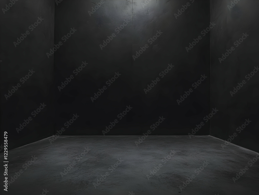 Empty Dark Room with Concrete Walls and Floor Creates a Moody Atmosphere Empty Dark Room with Concrete Walls and Floor Creates a Moody Atmosphere