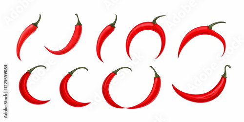 Eight Vibrant Red Chili Pep...