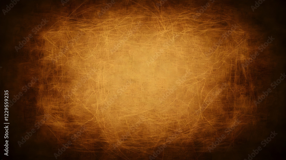 Obraz premium Dark Gold Scratched Textured Background Creates a Vintage, Distressed Effect with Subtle Lighting.