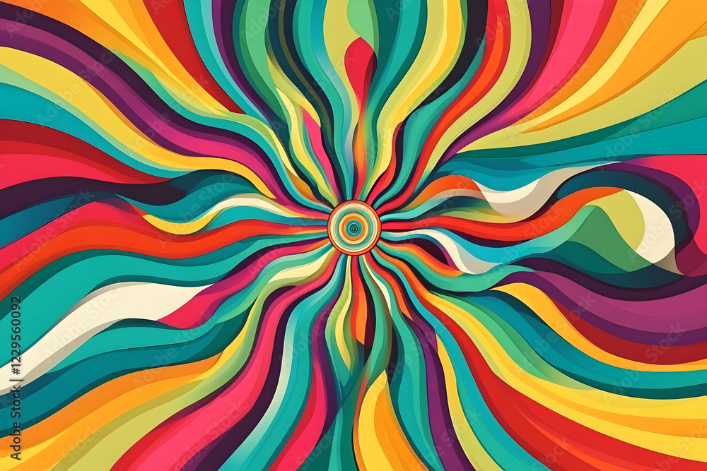 Colorful Abstract Background with Wavy Stripes Radiating from the Center Colorful Abstract Background with Wavy Stripes Radiating from the Center