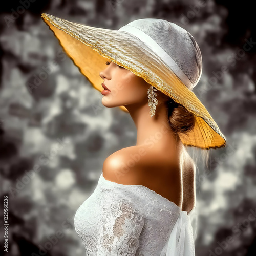 Elegant Woman in White Dres...
