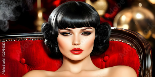 Glamorous Woman with Retro ...