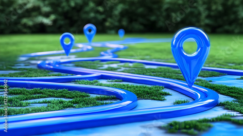3D Rendered Blue Location M...