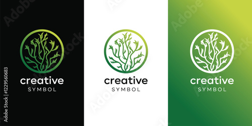 Seaweed Logo Design, Underwater Plant Graphic Inspiration 