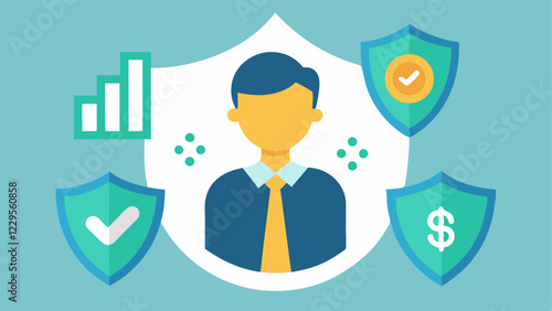 Wealth Protection An illustration portraying a financial advisor advising on asset protection strategies depicted as a shield surrounding monetary symbols emphasizing safety from