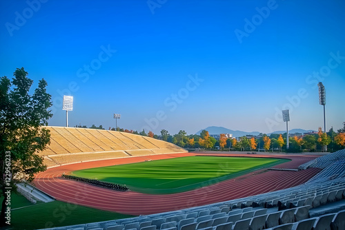 Empty stadium stands overlo...