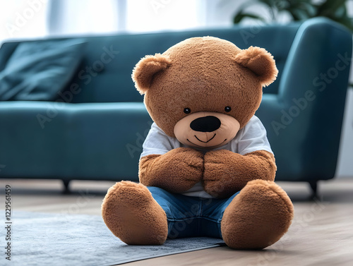 Adorable Teddy Bear Sits Pe...