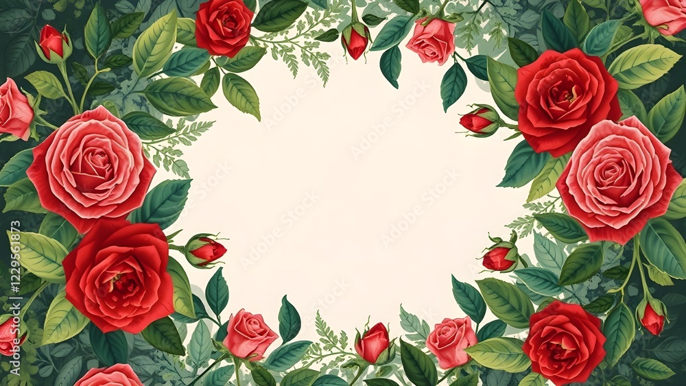 Naklejka premium happy valentines day card with roe and floral background