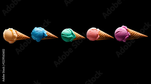 Five Colorful Ice Cream Sco...