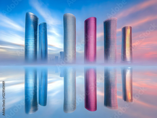 Modern Skyscrapers Reflect ...