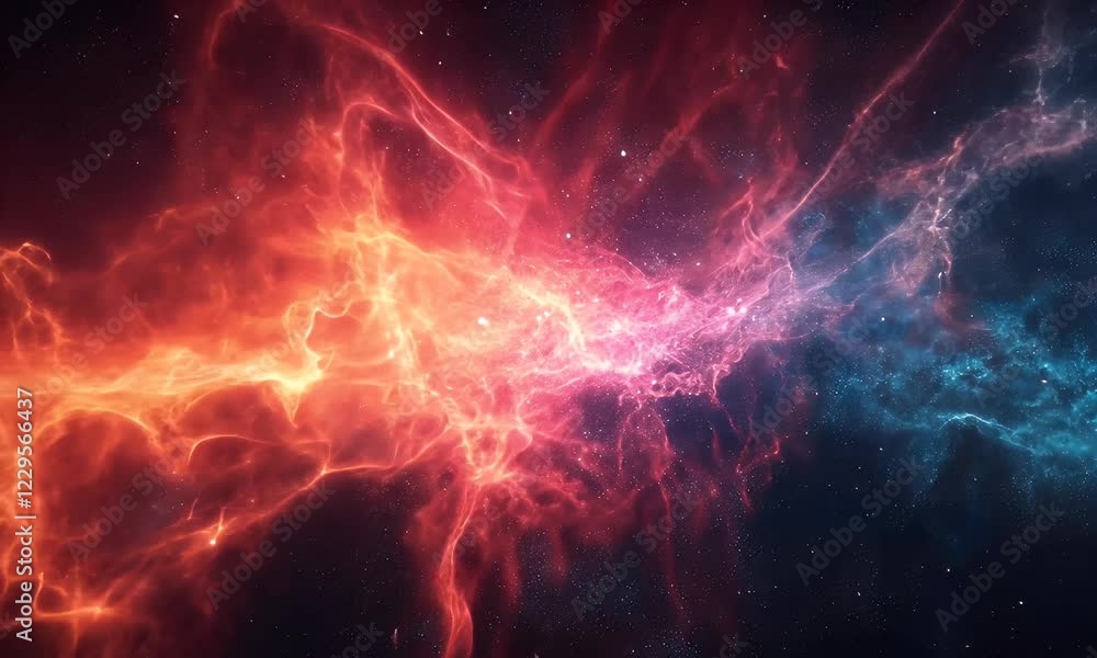 A vibrant cosmic scene depicting colorful nebulae and stellar phenomena in deep space. A vibrant cosmic scene depicting colorful nebulae and stellar phenomena in deep space.