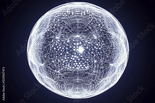 Abstract White Glowing Sphe...