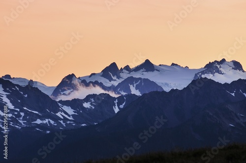 Glaciated chain of mountains with Mt Olympus, Olympic Peninsula, Nationalpark, Washington, USA, North America photo