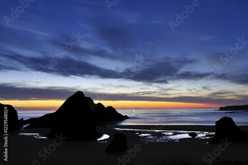 Sunset at Meyers Creek Beach, Pistol River State Park, Oregon Coast, Oregon, USA, North America photo