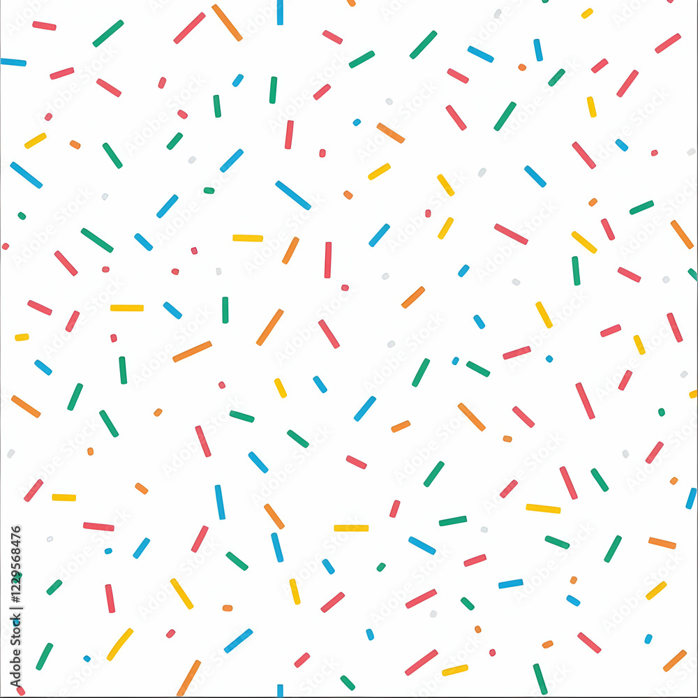 Colorful Sprinkles Scattered Seamlessly on a White Background Design Colorful Sprinkles Scattered Seamlessly on a White Background Design
